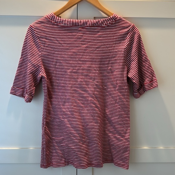 Croft & Barrow Red White Stripe Square Neck Short Sleeve Top Medium - Picture 6 of 6